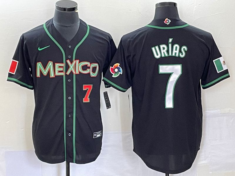 Men 2023 World Cub Mexico #7 Urias Black white Nike MLB Jersey19